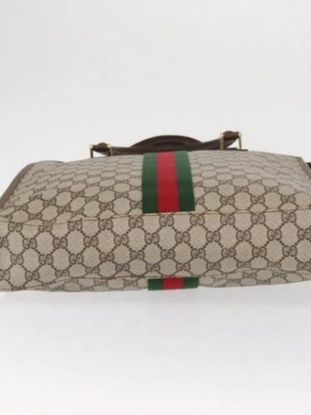 GUCCI GG Supreme Web Sherry Line Tote Bag PVC Beige Gold 010 378 Auth ki6347 - Picture 5 of 16